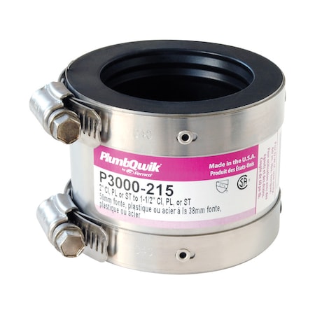 Fernco Fernco Proflex Schedule 40 1-1/2 in. Hub X 2 in. D Hub Neoprene Rubber 3-1/2 in. Shielded Coupling 1 P3000-215